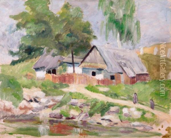 House By The River Oil Painting - Gustav Macoun