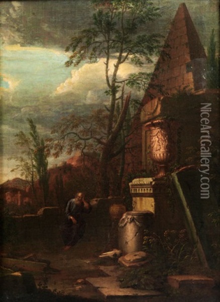 Arkadische Landschaft Oil Painting - Johann Heinrich Schoenfeldt