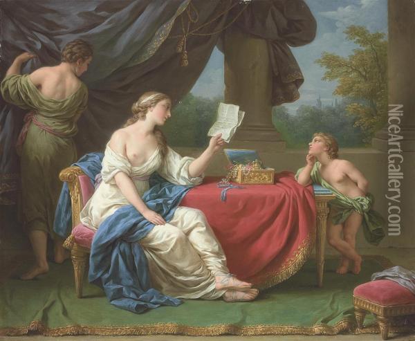 Penelope Reading A Letter From Odysseus Oil Painting - Jean Jacques II Lagrenee