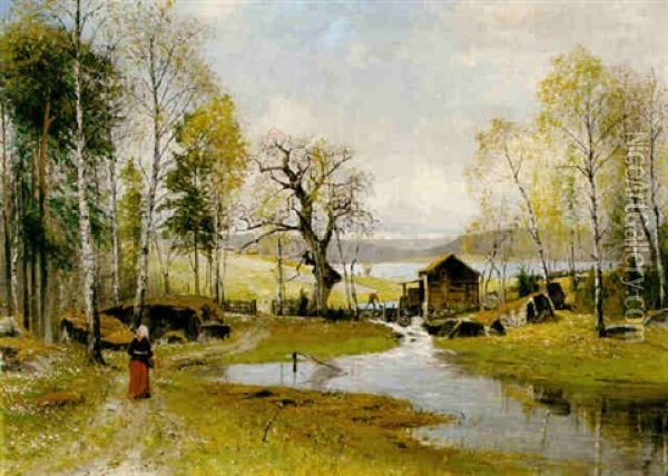Varflod I Maj Oil Painting - Olof Hermelin
