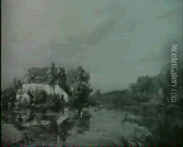 Flusslandschaft Oil Painting - Ernest Gaston Marche