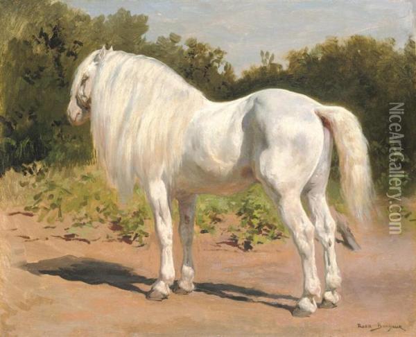 A Grey Breton Drafthorse Oil Painting - Rosa Bonheur
