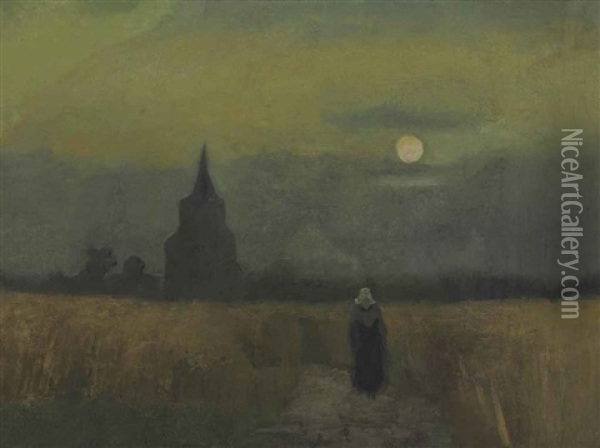 Oude Toren Bij Zonsondergang Oil Painting - Vincent Van Gogh