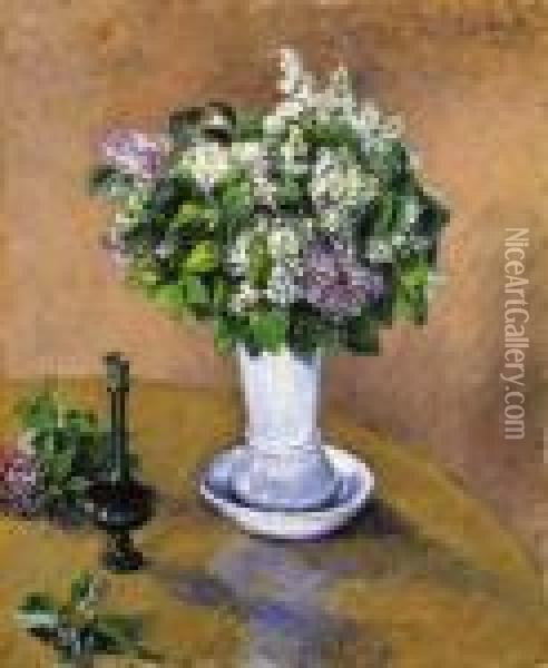 Nature Morte Au Vase De Lilas Oil Painting - Gustave Caillebotte