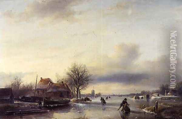 Winter Landscape Oil Painting - Jan Jacob Spohler