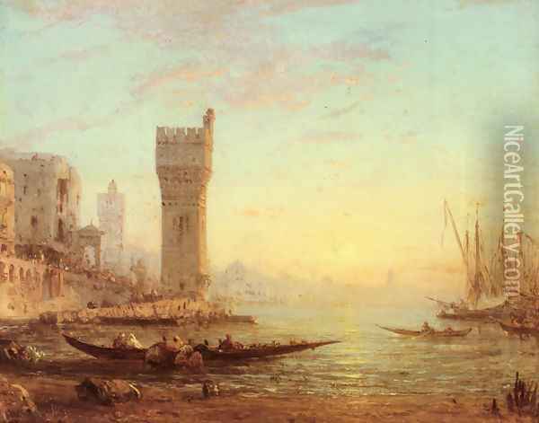 Un Port Oriental Oil Painting - Felix Ziem