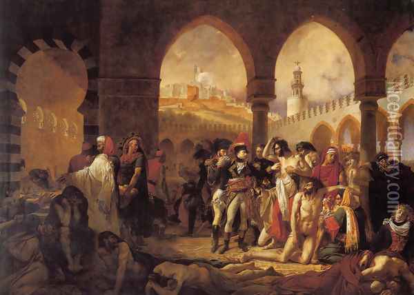 Bonaparte Visiting the Pesthouse in Jaffa, March 11, 1799 Oil Painting - Antoine-Jean Gros