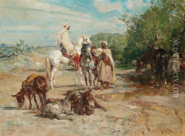 Halte De Cavaliers Halt Of The Riders Oil Painting - Henri Emilien Rousseau