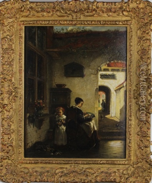 Interior Scene Oil Painting - Johannes Antoine Balthasar Stroebel
