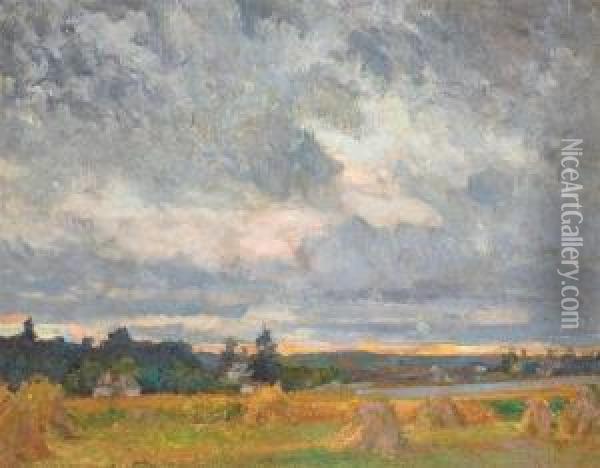 Haystacks Oil Painting - Robert William Vonnoh