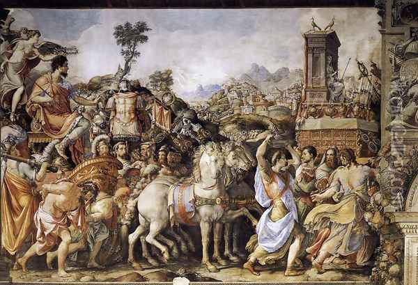 Triumph of Furius Camillus 1545 Oil Painting - Francesco de' Rossi