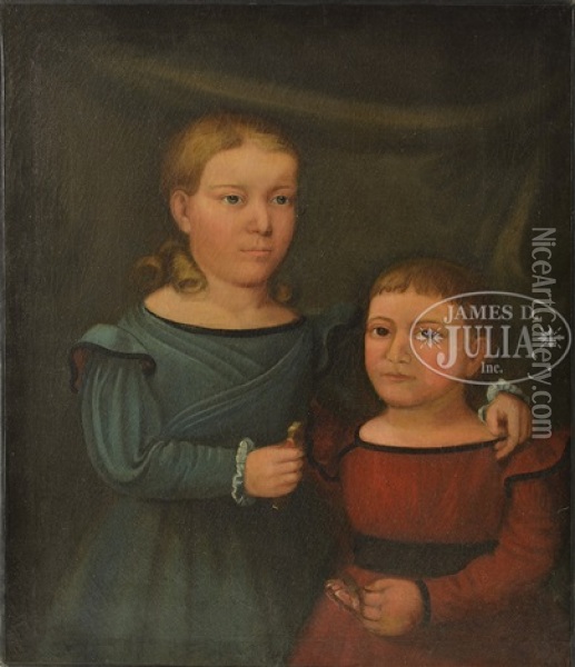 Portrait Of Two Children Oil Painting - Horace Bundy