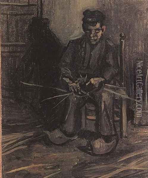 Peasant Making A Basket Oil Painting - Vincent Van Gogh