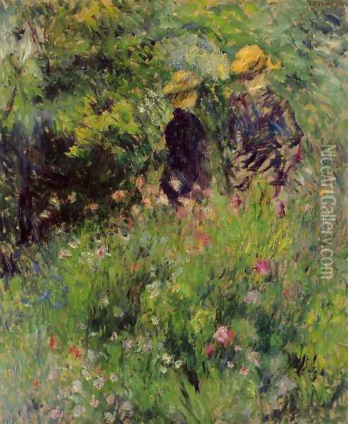 Conversation In A Rose Garden Oil Painting - Pierre Auguste Renoir