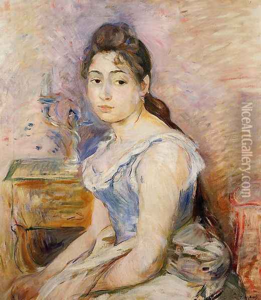 Young Woman In A Blue Blouse2 Oil Painting - Berthe Morisot