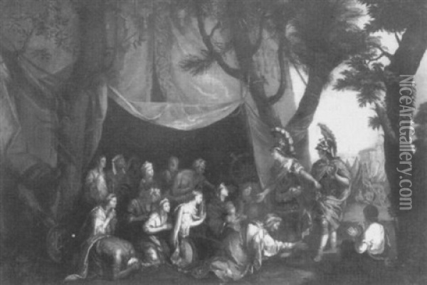 Sisygambis And The Family Of Darius Before Alexander The    Great Oil Painting - Charles Le Brun