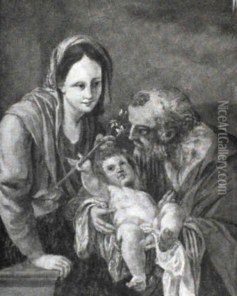 The Holy Family Oil Painting - Simone Cantarini