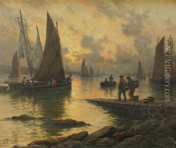 Scene De Port Oil Painting - Georges Philibert Charles Maroniez