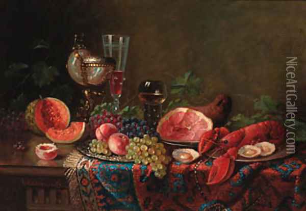 A table set for a feast Oil Painting - Ernst Czernotzky
