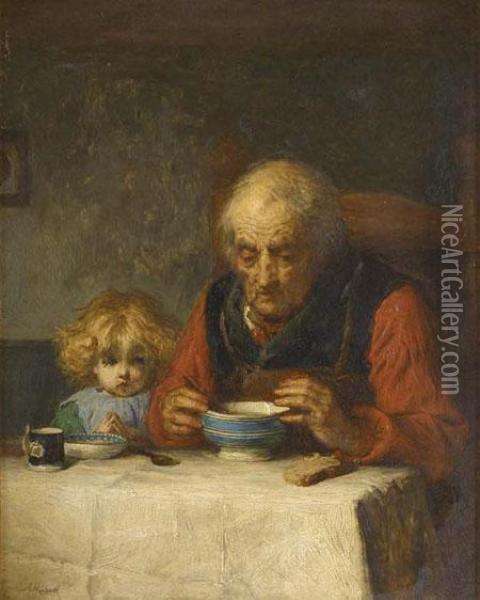 Grace Before Meal Oil Painting - Alexander Hohenlohe Burr