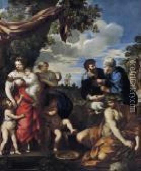 L'alleanza Di Giacobbe E Labano, 1630 Ca. Oil Painting - Pietro Da Cortona (Barrettini)