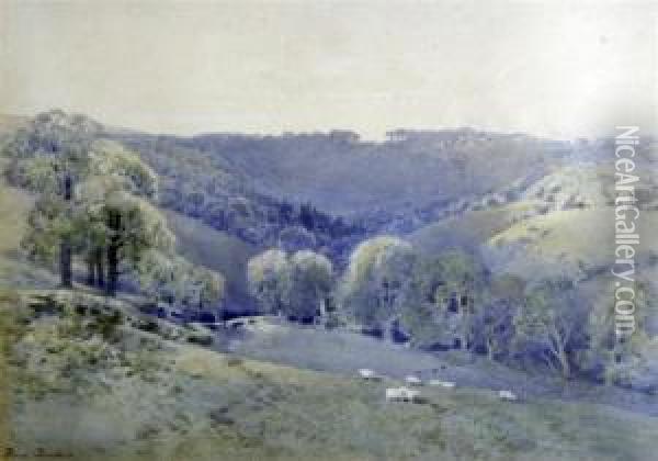 Sheep On The Downs Oil Painting - Frederick Tucker