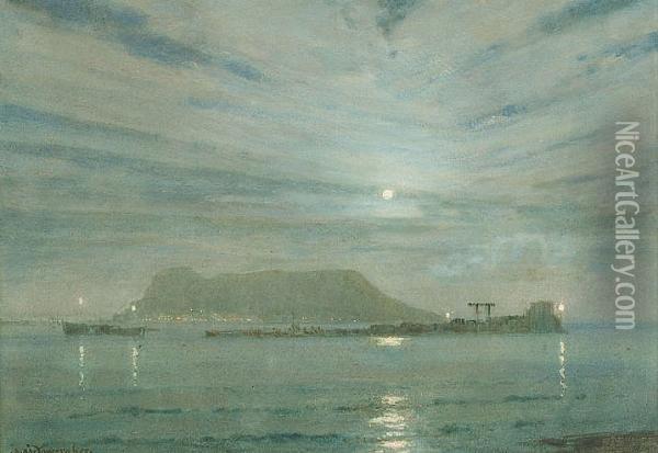 Gibralter From Algeciras Oil Painting - Albert Moulton Foweraker