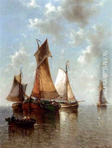 Calme Matinal A L'embouchure De L'escaut En Hollande Oil Painting - Auguste Henri Musin