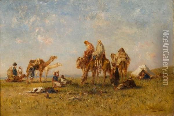 Cavaliers Arabes Oil Painting - Narcisse Berchere
