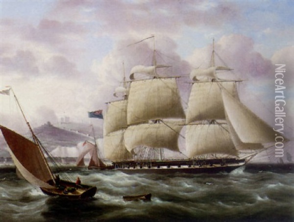Shipping Off The Coast Of Dover Oil Painting - Thomas Buttersworth
