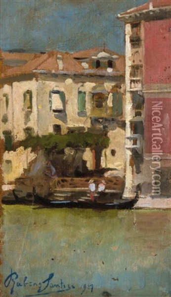 Ansicht Von Venedig, Studie Oil Painting - Rubens Santoro