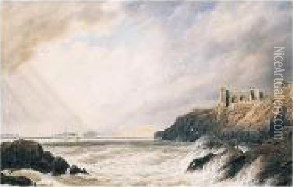 A View Of Tenby Town Wall And South Cliff Oil Painting - William Turner
