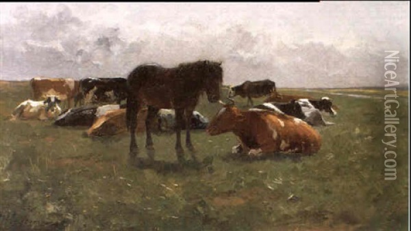 Betail Dans La Prairie Oil Painting - Maurice Hagemans