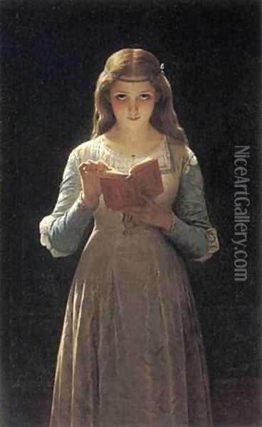 Young Maiden Reading a Book Oil Painting - Pierre Auguste Cot