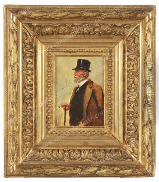 Portrait D'un Homme A La Canne, A Mi-corps Oil Painting - Vladimir Egorovich Makovsky