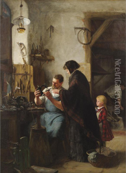 The Old Sewing Machine Oil Painting - Robert Koehler