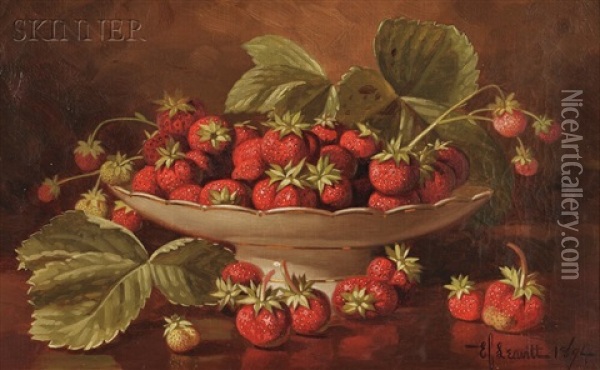 Still Life With Strawberries Oil Painting - Edward Chalmers Leavitt