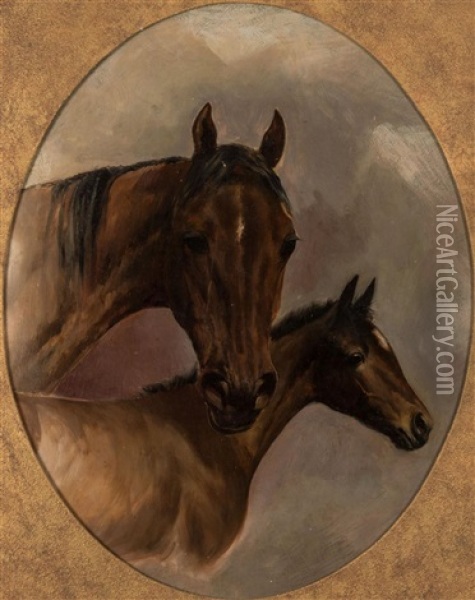Mare And Colt Oil Painting - Colin Graeme