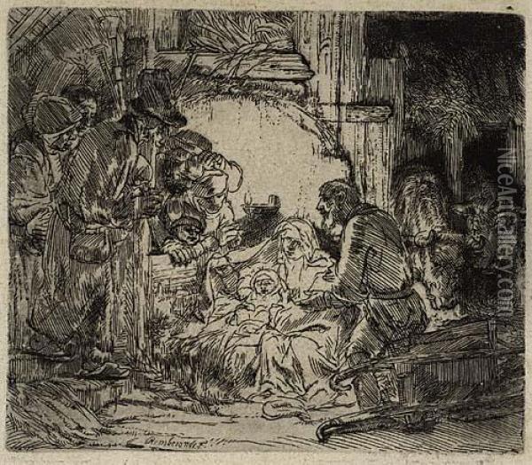 The Adoration Of The Shepherds: With The Lamp Oil Painting - Rembrandt Van Rijn