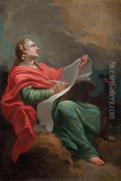 Saint Jean A Patmos Oil Painting - Jean Baptiste Marie Pierre