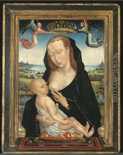 The Virgin And Child (central Panel Of A Triptych) Oil Painting - Simon Marmion