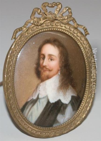 Portrait Miniature Of Charles I Oil Painting - Charles Frederic Abram
