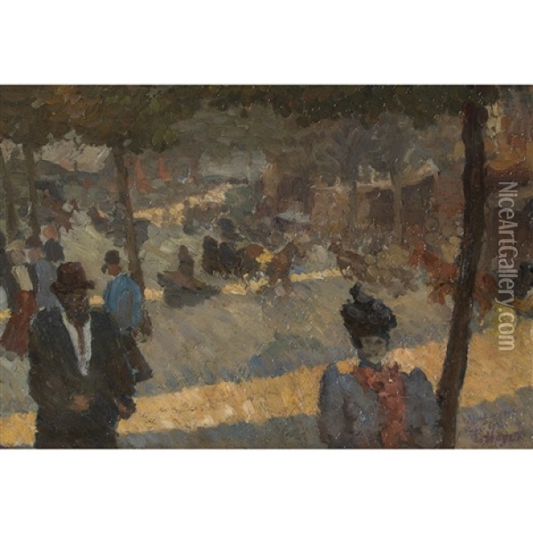 Une Rue Parisienne, 1893-1895 Oil Painting - Louis Hayet