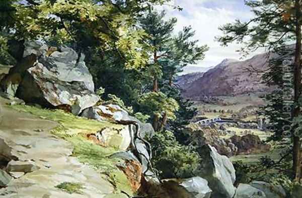 View of Craig-y-Barns Dunkeld Looking South 1855 Oil Painting - John Henry Mole