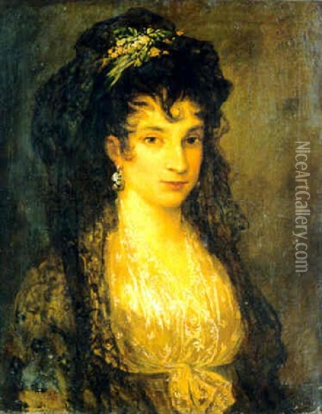 Portrait Of A Lady Oil Painting - Francisco Goya