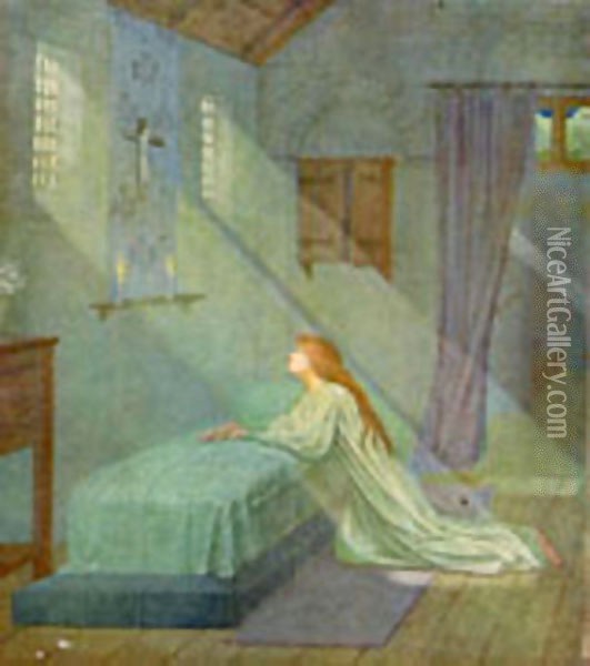 Elsies Prayer 1910 Oil Painting - Sandor Bortnyik