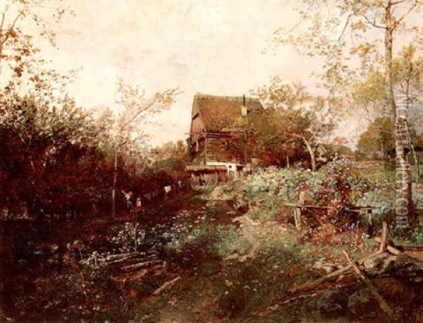 Bauernhof Bei Haslau Oil Painting - Emil Jacob Schindler