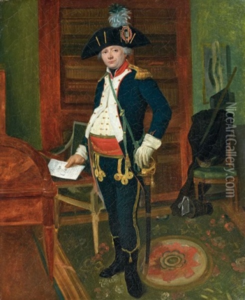 Portrait D'officier De La Garde Nationale Oil Painting - Hilaire Ledru