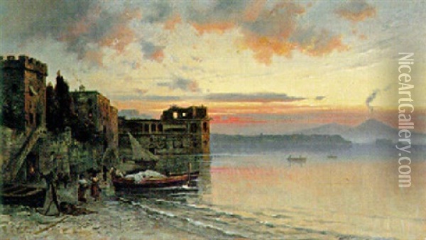 Il Golfo Di Napoli Da Palazzo Donn'anna Oil Painting - Franz Reder-Broili