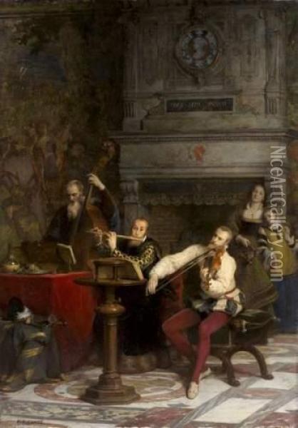 Un Concert A La Renaissance Oil Painting - Pierre Charles Comte